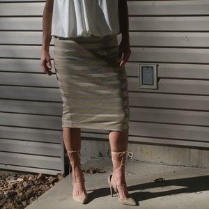 Gold sequined holiday skirt